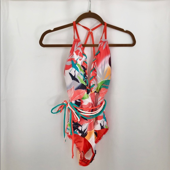 Other - NEW Orange/multi Onepiece Low Cut swimsuit